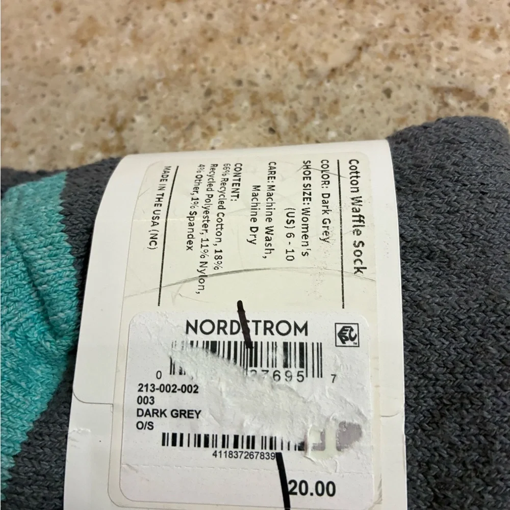 NWT American Trench Cotton Waffle Socks in Dark Grey
